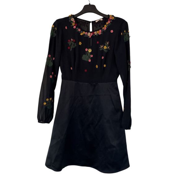 PENNYBLACK FLOWER BEADED SHEER SATIN DRESS SZ 4-6 - Picture 4 of 4